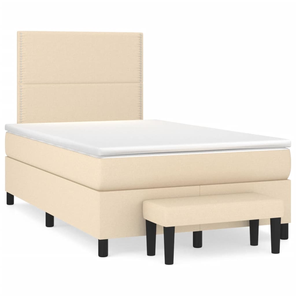 Boxspringbett mit Matratze Creme 120×190 cm Stoff