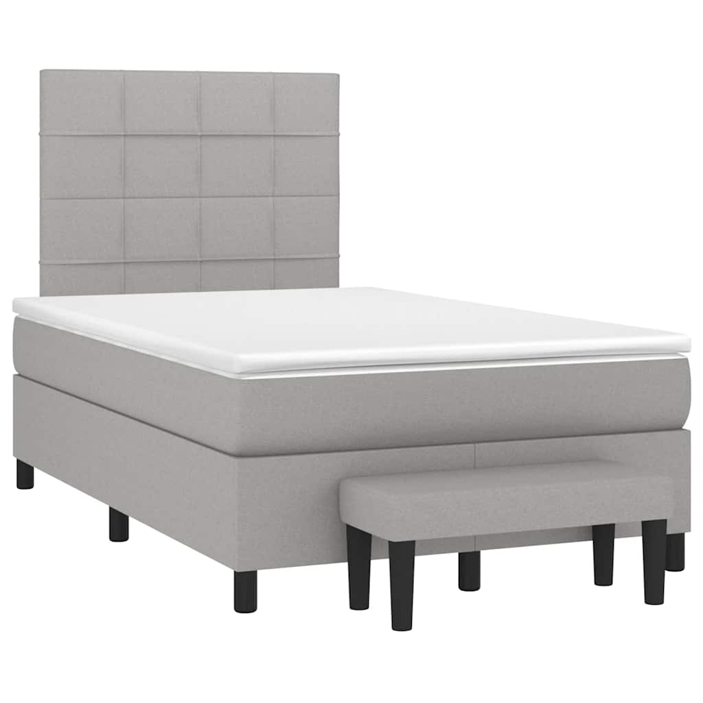 vidaXL Pat box spring cu saltea, gri deschis, 120x190 cm, textil
