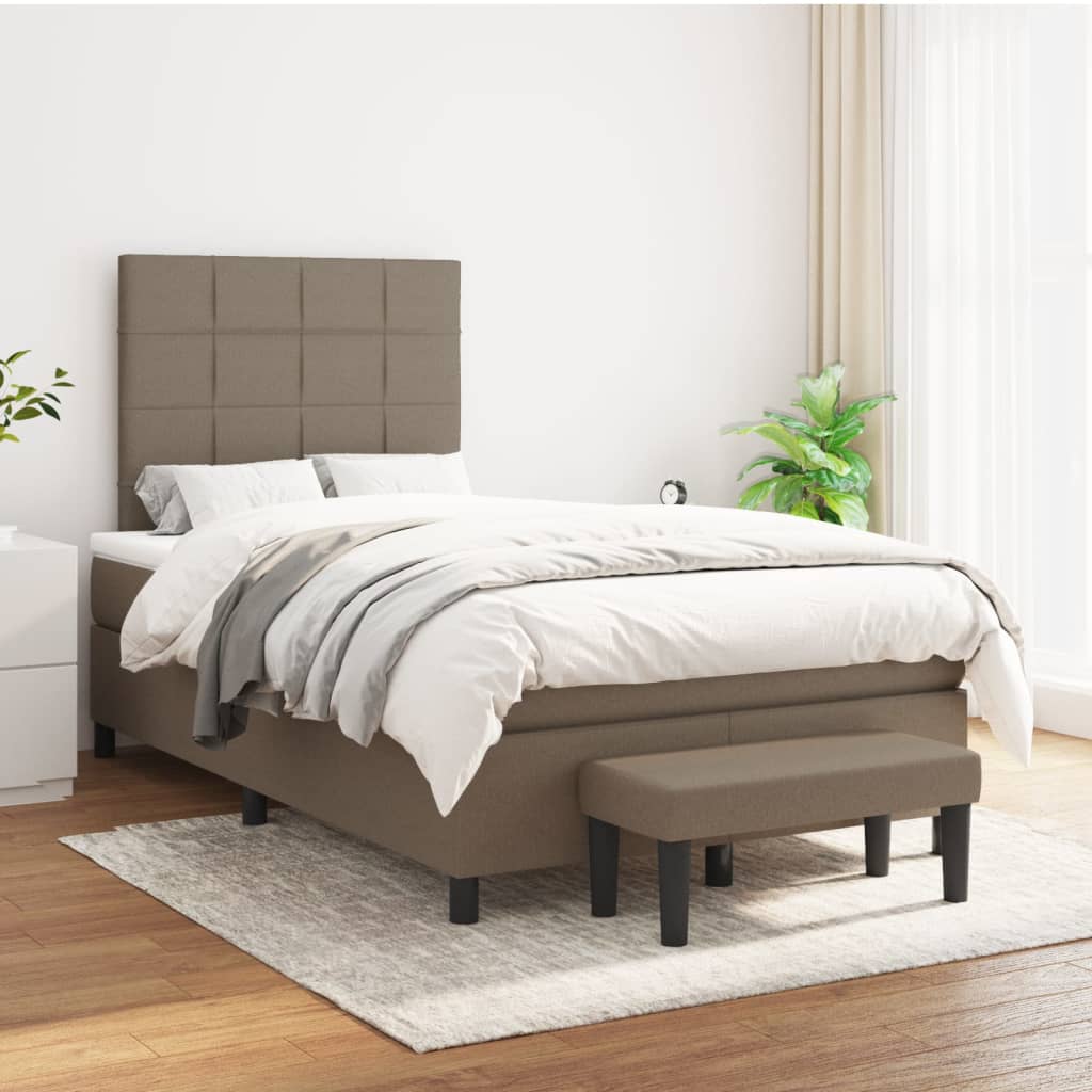 vidaXL Boxspring met matras stof taupe 120x190 cm afbeelding