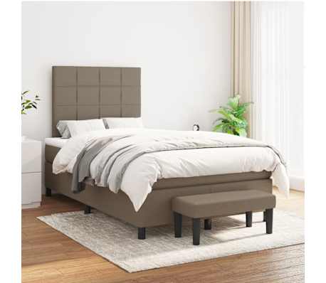 vidaXL Sommier &agrave; lattes de lit avec matelas taupe 120x190 cm tissu