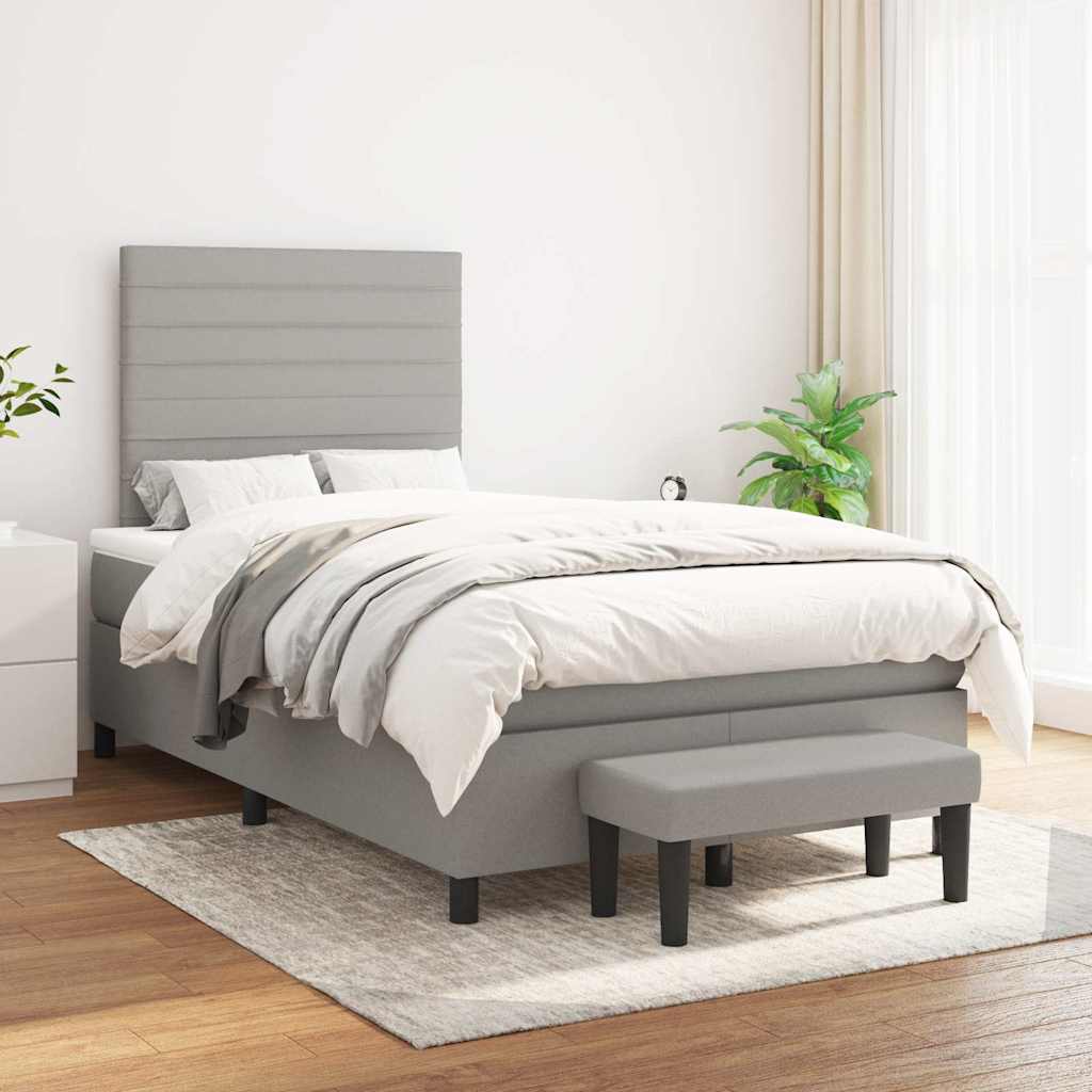 vidaXL Boxspring met matras stof lichtgrijs 120x190 cm afbeelding