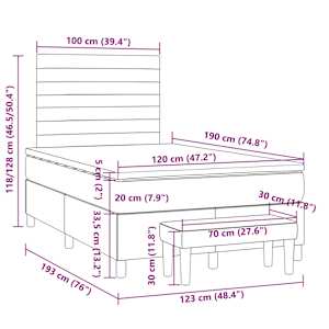 Box spring postel s matrací světle šedá 120x190 cm textil - obrázek 9