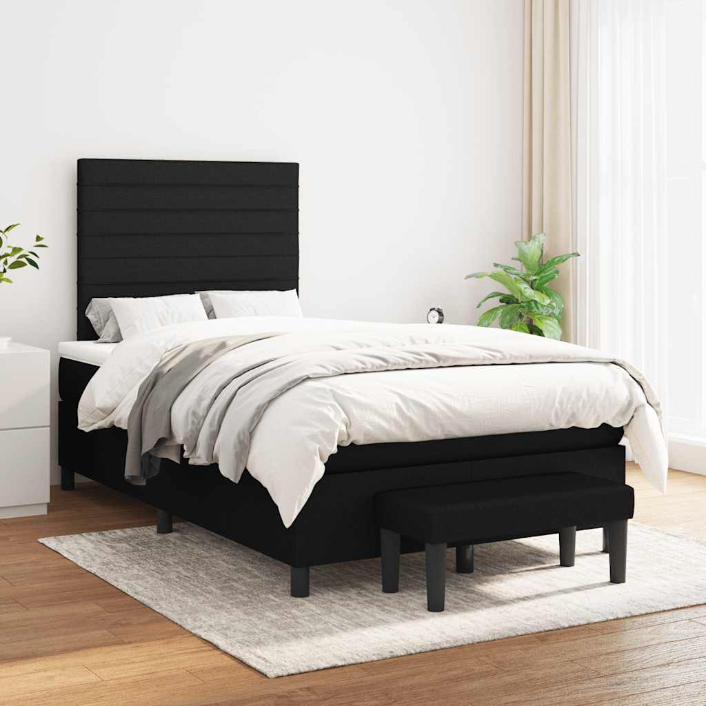 vidaXL Boxspring met matras stof zwart 120x190 cm afbeelding