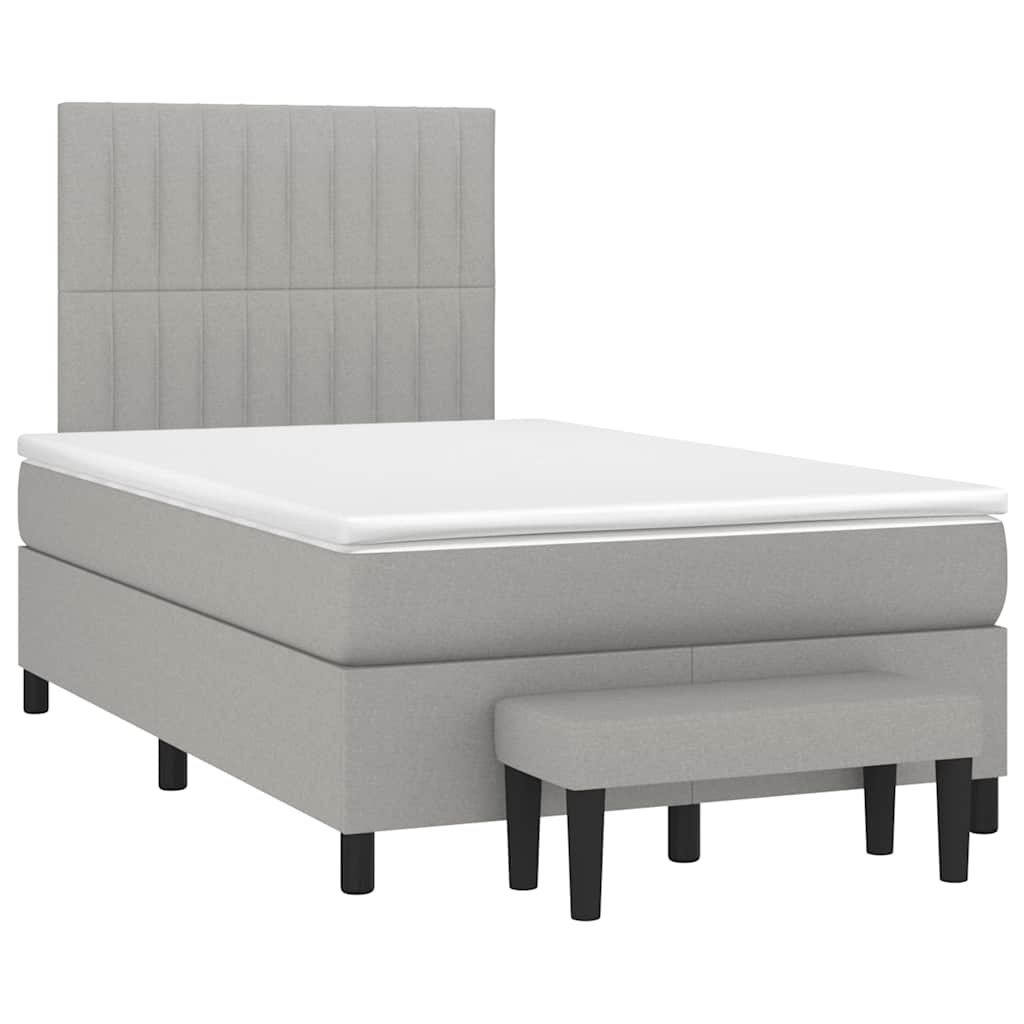 vidaXL Pat box spring cu saltea, gri deschis, 120x190 cm, textil