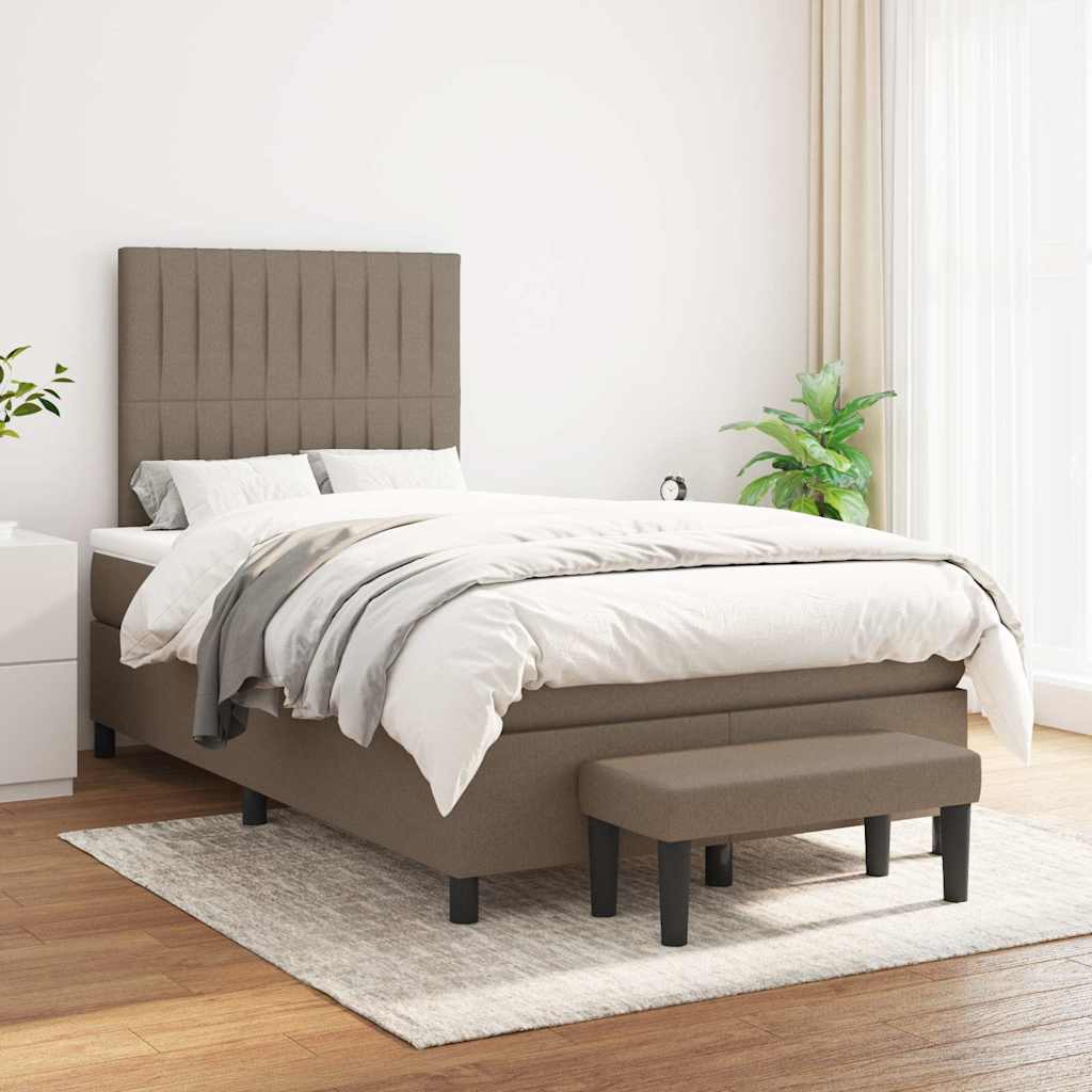 vidaXL Boxspring met matras stof taupe 120x190 cm afbeelding