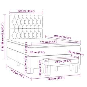 Box spring postel s matrací světle šedá 120x190 cm textil - obrázek 9