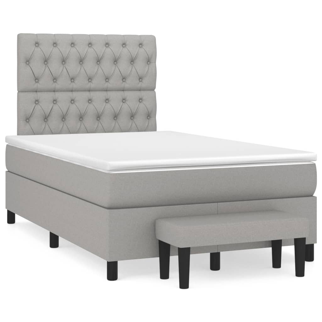 Box spring postel s matrací světle šedá 120x190 cm textil