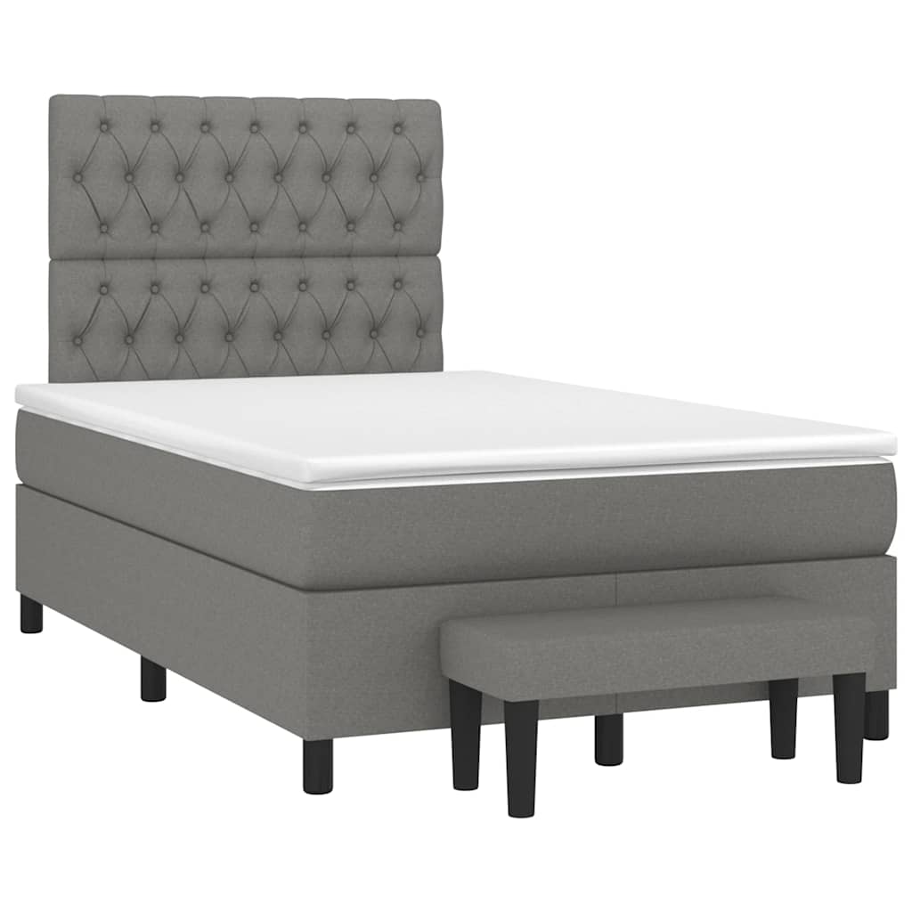 vidaXL Pat box spring cu saltea, gri închis, 120x190 cm, textil