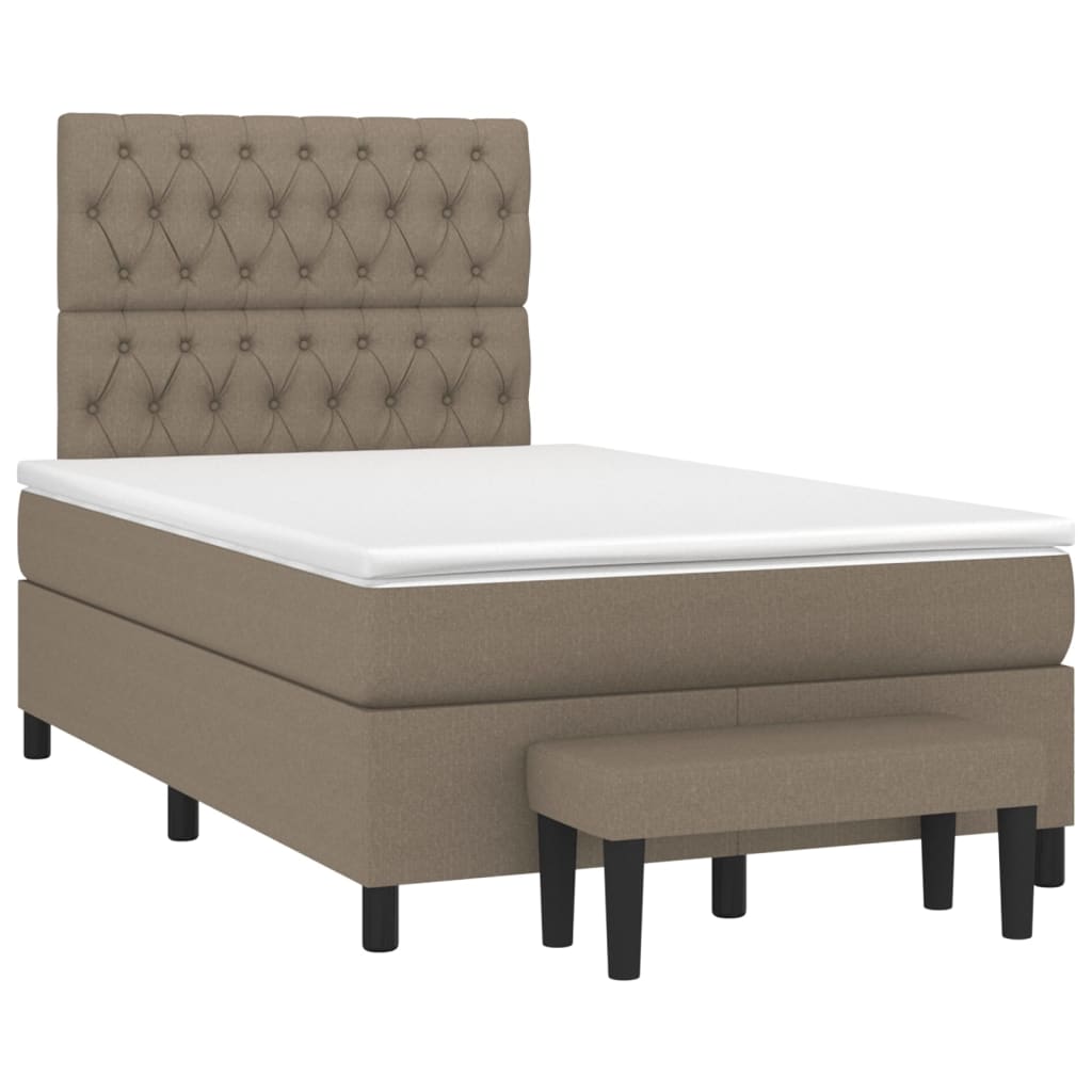 vidaXL Boxspring met matras stof taupe 120x190 cm, foto 3