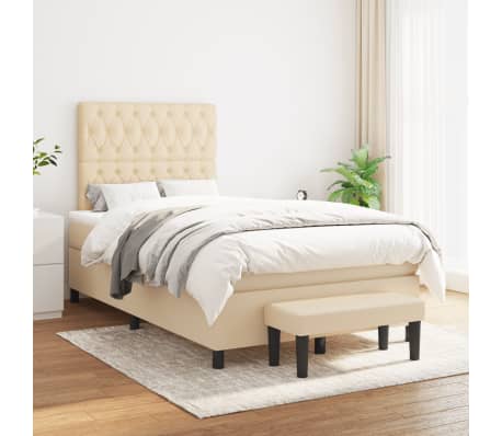 vidaXL Κρεβάτι Boxspring με Στρώμα Κρεμ 120x190 εκ. Υφασμάτινο