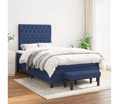 vidaXL Boxspring met matras stof blauw 120x190 cm