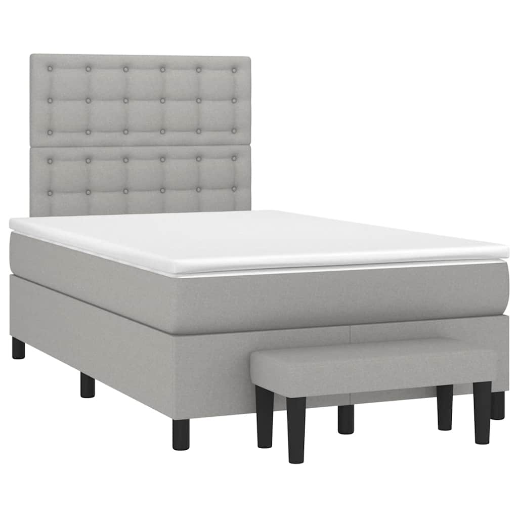 vidaXL Pat box spring cu saltea, gri deschis, 120x190 cm, textil