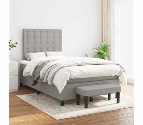 vidaXL Κρεβάτι Boxspring με Στρώμα Ανοιχτό Γκρι 120x190 εκ. Υφασμάτινο