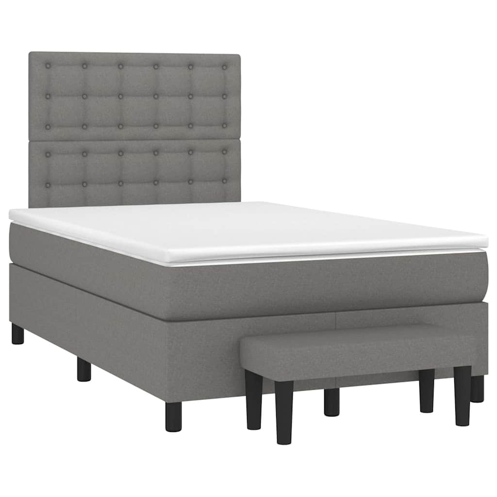 vidaXL Pat box spring cu saltea, gri închis, 120x190 cm, textil