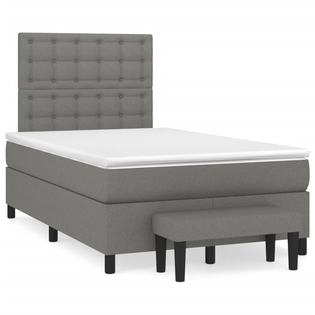 Boxspringbett mit Matratze Dunkelgrau 120×190 cm Stoff