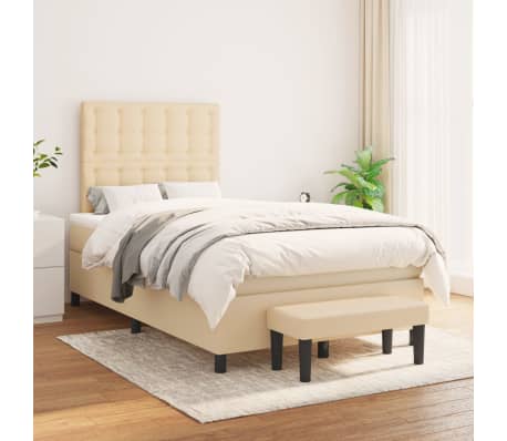 vidaXL Rams&auml;ng med madrass gr&auml;ddvit 120x190 cm tyg