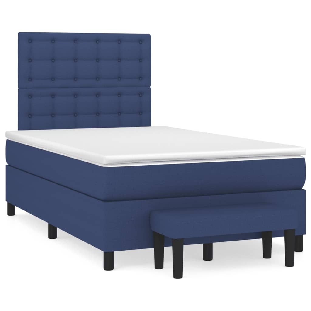 vidaXL Boxspring met matras stof blauw 120x190 cm afbeelding