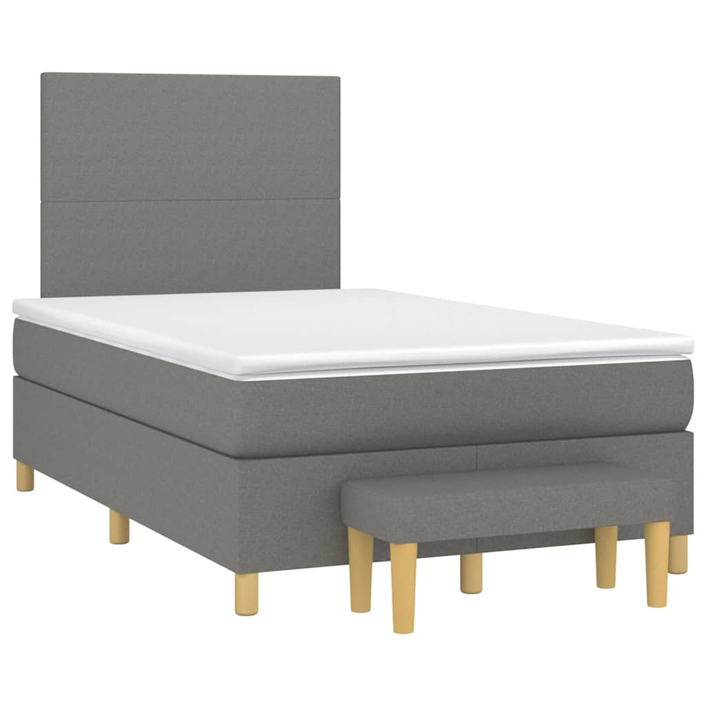 vidaXL Boxspring met matras stof donkergrijs 120x190 cm grijs, foto 3