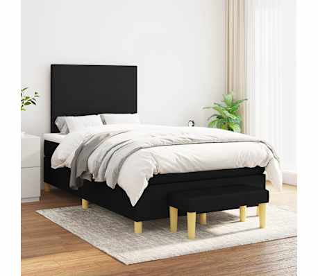 vidaXL Cama boxspring com colch&atilde;o 120x190 cm tecido preto