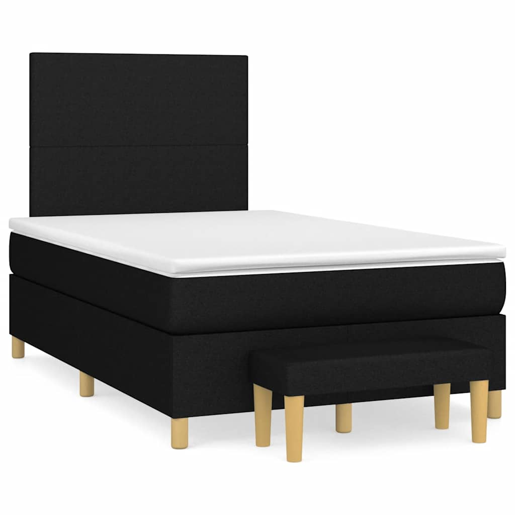 vidaXL Pat box spring cu saltea, negru, 120x190 cm, catifea