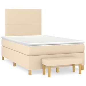 Box spring postelja z vzmetnico krem 120x190 cm blago