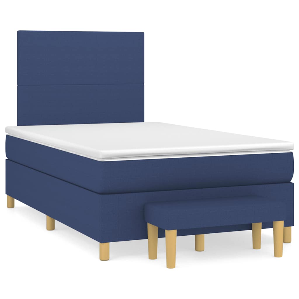 vidaXL Boxspringbett mit Matratze Blau 120x190 cm Stoff