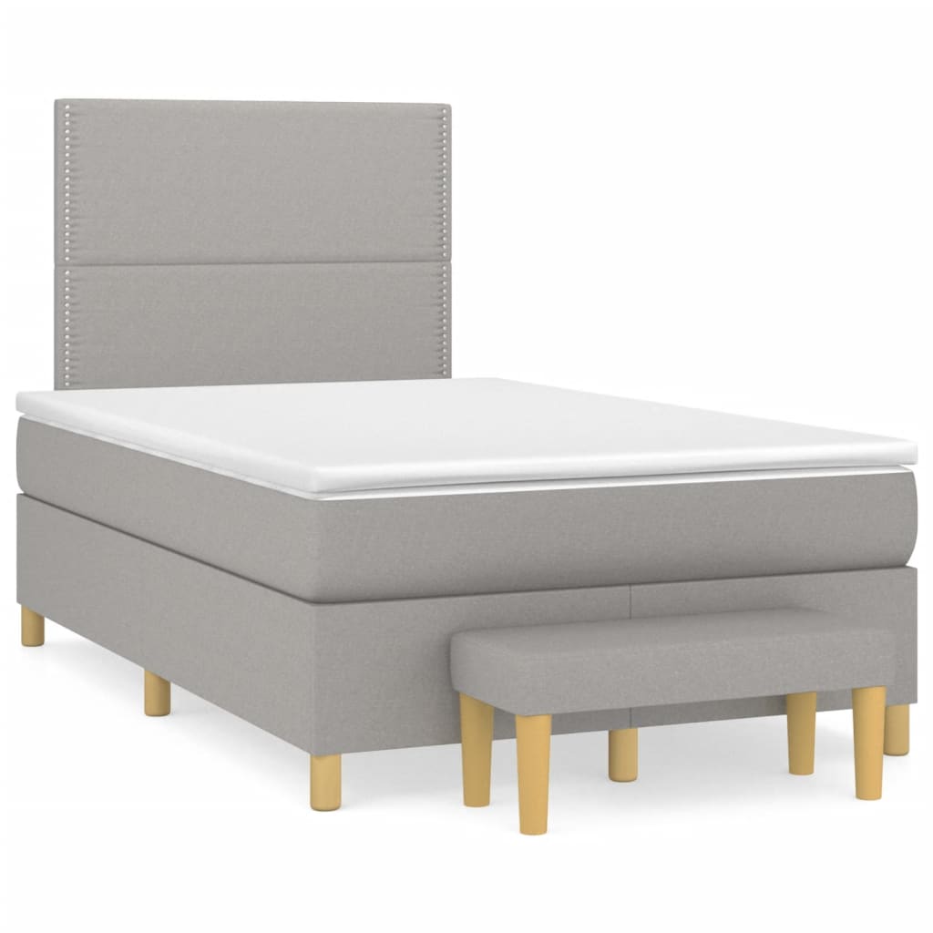 Boxspringbett mit Matratze Hellgrau 120×190 cm Stoff