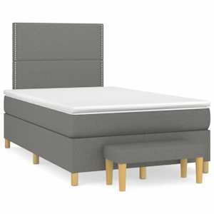 Box spring postelja z vzmetnico temno siva 120x190 cm blago