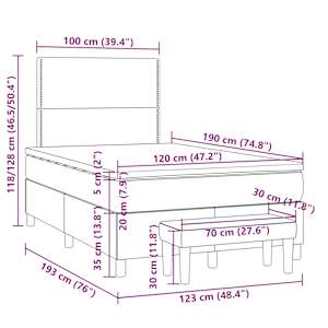 Box spring postel s matrací tmavě hnědá 120x190 cm textil - obrázek 10