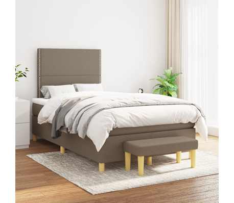 vidaXL Boxspringbett mit Matratze Taupe 120x190 cm Stoff