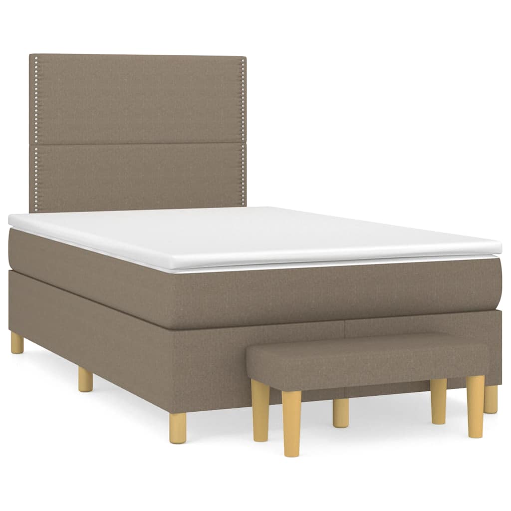 Kontinentalseng 120 x 190 cm med madras og bænk - gråbrun