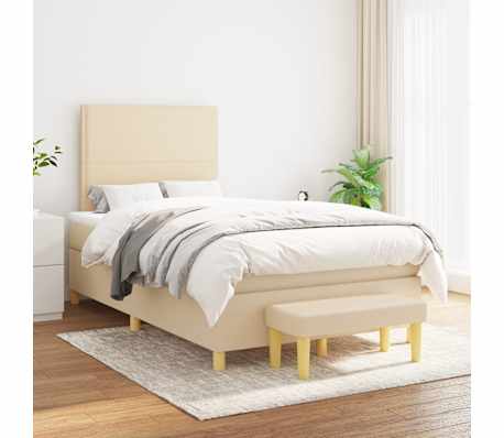 vidaXL Rams&auml;ng med madrass gr&auml;ddvit 120x190 cm tyg