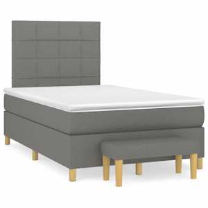 Box spring postelja z vzmetnico temno siva 120x190 cm blago