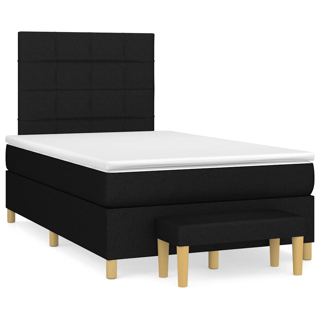 vidaXL Pat box spring cu saltea, negru, 120x190 cm, catifea