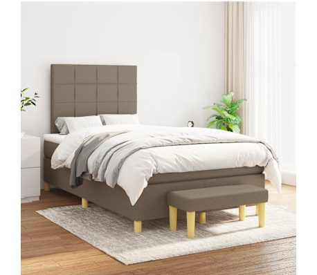 vidaXL Boxspringbett mit Matratze Taupe 120x190 cm Stoff