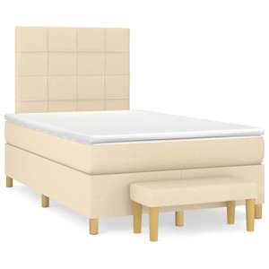 Box spring postelja z vzmetnico krem 120x190 cm blago