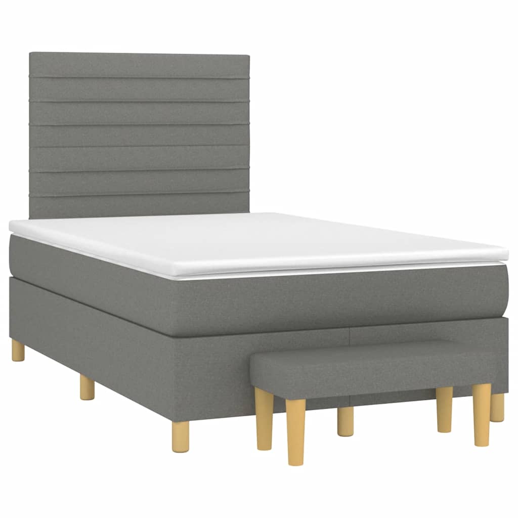 vidaXL Boxspring met matras stof donkergrijs 120x190 cm grijs, foto 3