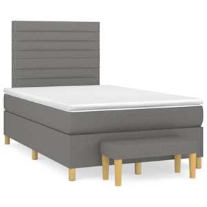 Box spring postel s matrací tmavě šedá 120x190 cm textil - obrázek 1