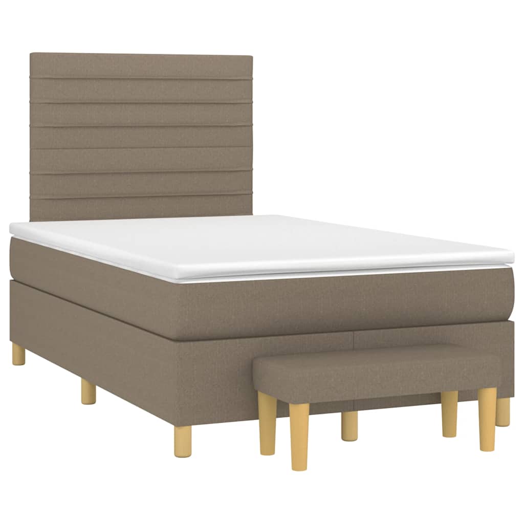 Kontinentalseng med madras 120 x 190 cm og bænk - gråbrun