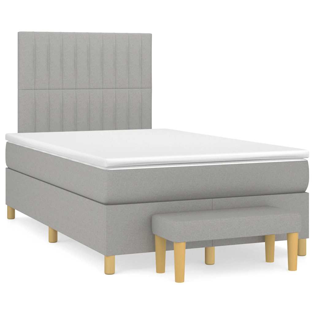 E-shop vidaXL Boxspring posteľ s matracom bledosivá 120x190 cm látka