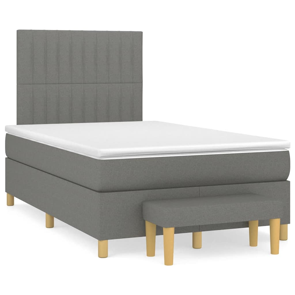 vidaXL Boxspring met matras stof donkergrijs 120x190 cm grijs, foto 3