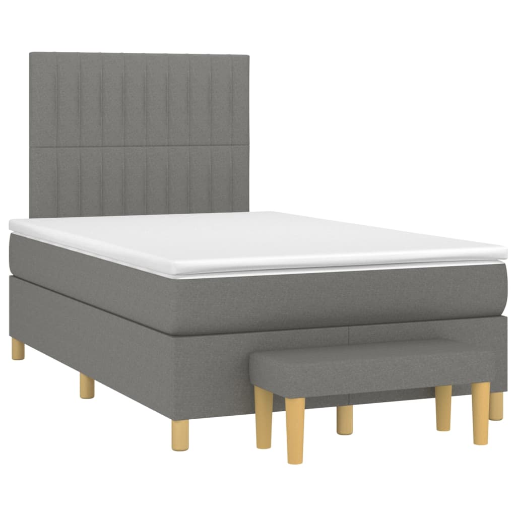 vidaXL Boxspringbett mit Matratze Dunkelgrau 120x190 cm Stoff