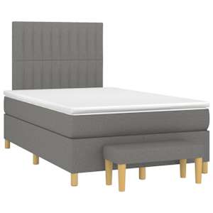 Box spring postel s matrací tmavě šedá 120x190 cm textil - obrázek 1