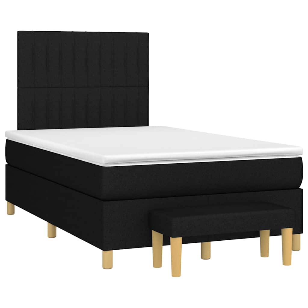 vidaXL Pat box spring cu saltea, negru, 120x190 cm, catifea