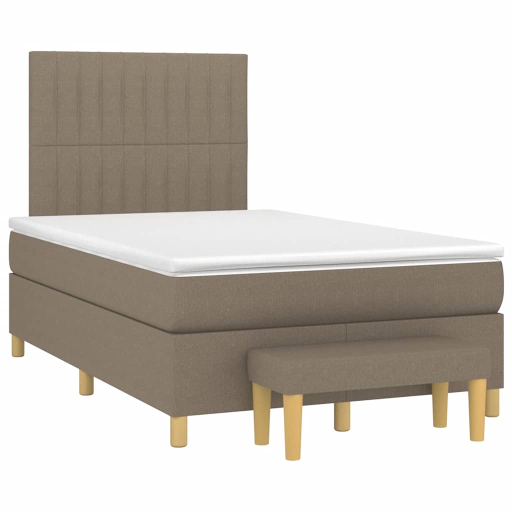 vidaXL Boxspringbett mit Matratze Taupe 120x190 cm Stoff