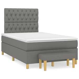 Box spring postel s matrací tmavě šedá 120x190 cm textil - obrázek 2