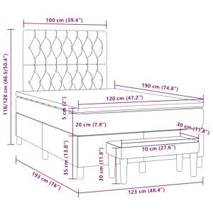 Box spring postel s matrací tmavě hnědá 120x190 cm textil - obrázek 10