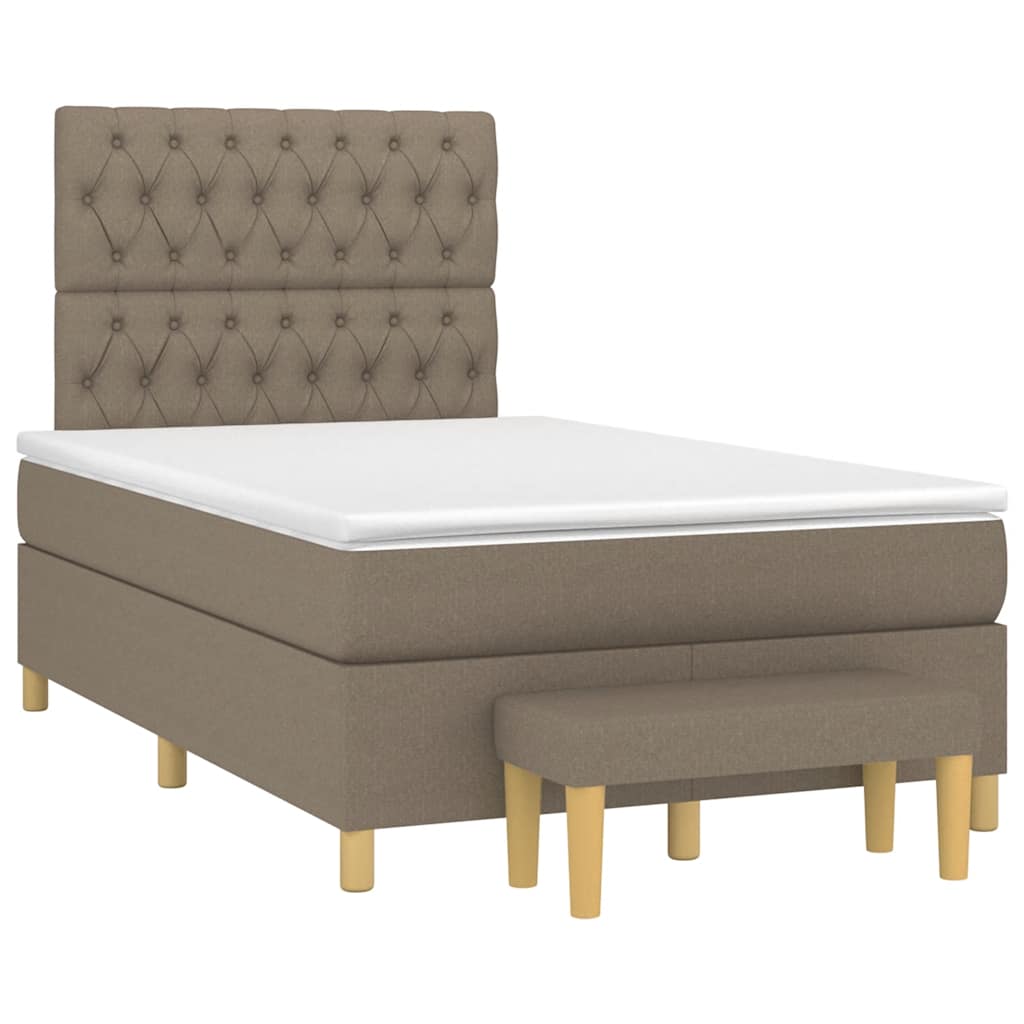 Kontinentalseng 120 x 190 cm med madras og bænk - gråbrun