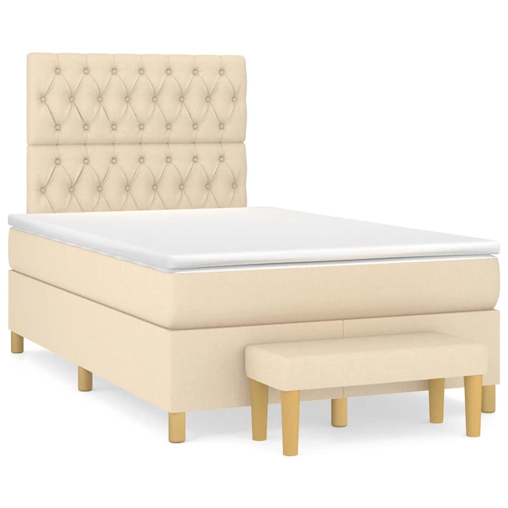 vidaXL Boxspring met matras stof crèmekleurig 120x190 cm, foto 3