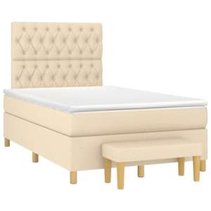 Box spring postelja z vzmetnico krem 120x190 cm blago